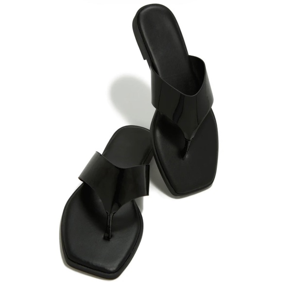 Black Thong Slip On Sandal - Picture 2 of 6
